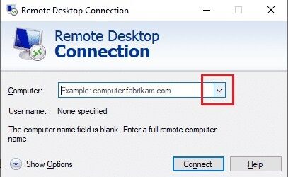 select-the-pc-username-in-the-computer-drop-down-m-407x250 إصلاح أخطاء برنامج الاتصال بسطح المكتب البعيد