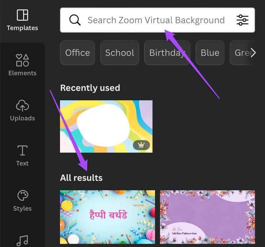 select zoom virtual background template canva 848x788 - كيفية إنشاء خلفية في اجتماع Zoom باستعمال Canva