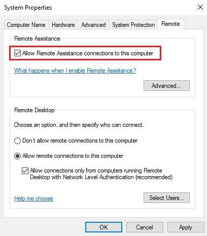 tick-the-allow-remote-assistance-connections-to-th-408x465 إصلاح أخطاء برنامج الاتصال بسطح المكتب البعيد
