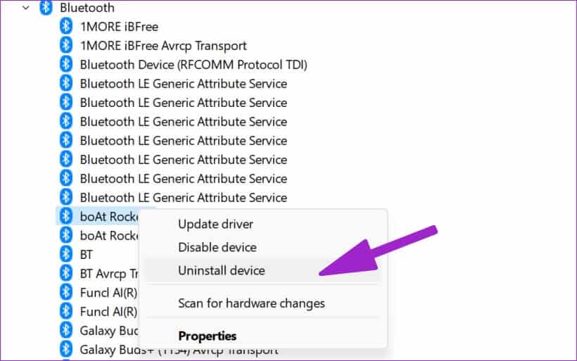 uninstall-bluetooth-drivers-820x513 إصلاح تأخر صوت Bluetooth على Windows 11