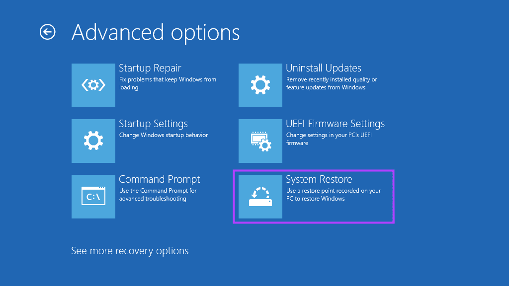 Advance_Startup_Options_System_Restore دليل كامل لاستخدام استعادة النظام في Windows 11