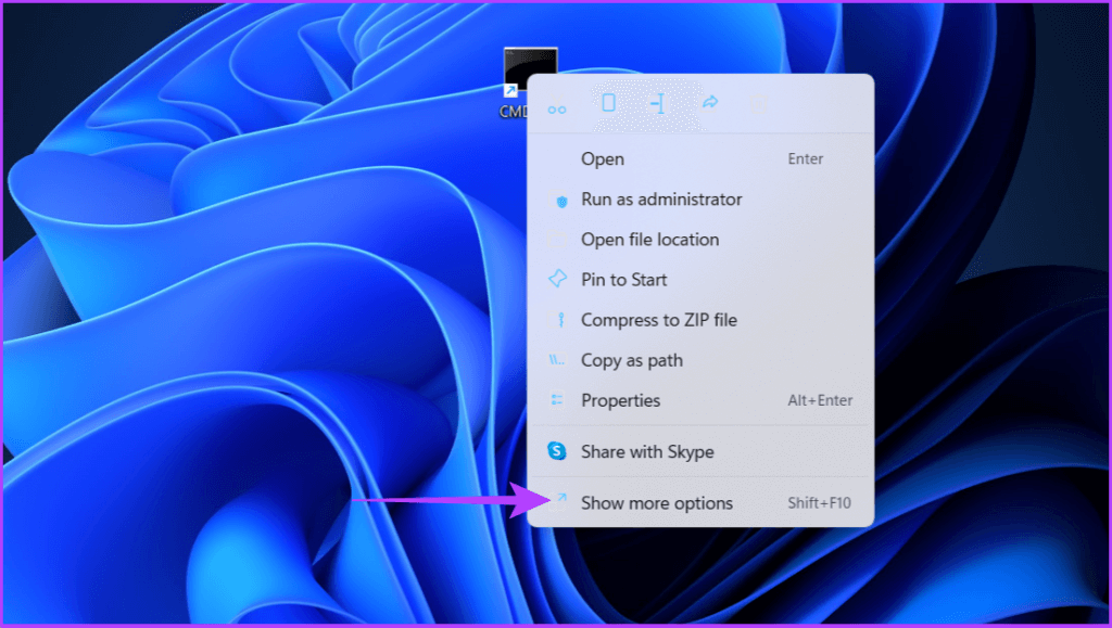 CMD-Shortcut-File-Right-Click-e1660831695592 7 طرق لفتح موجه الأوامر في Windows 11 و 10 والإصدارات الأقدم