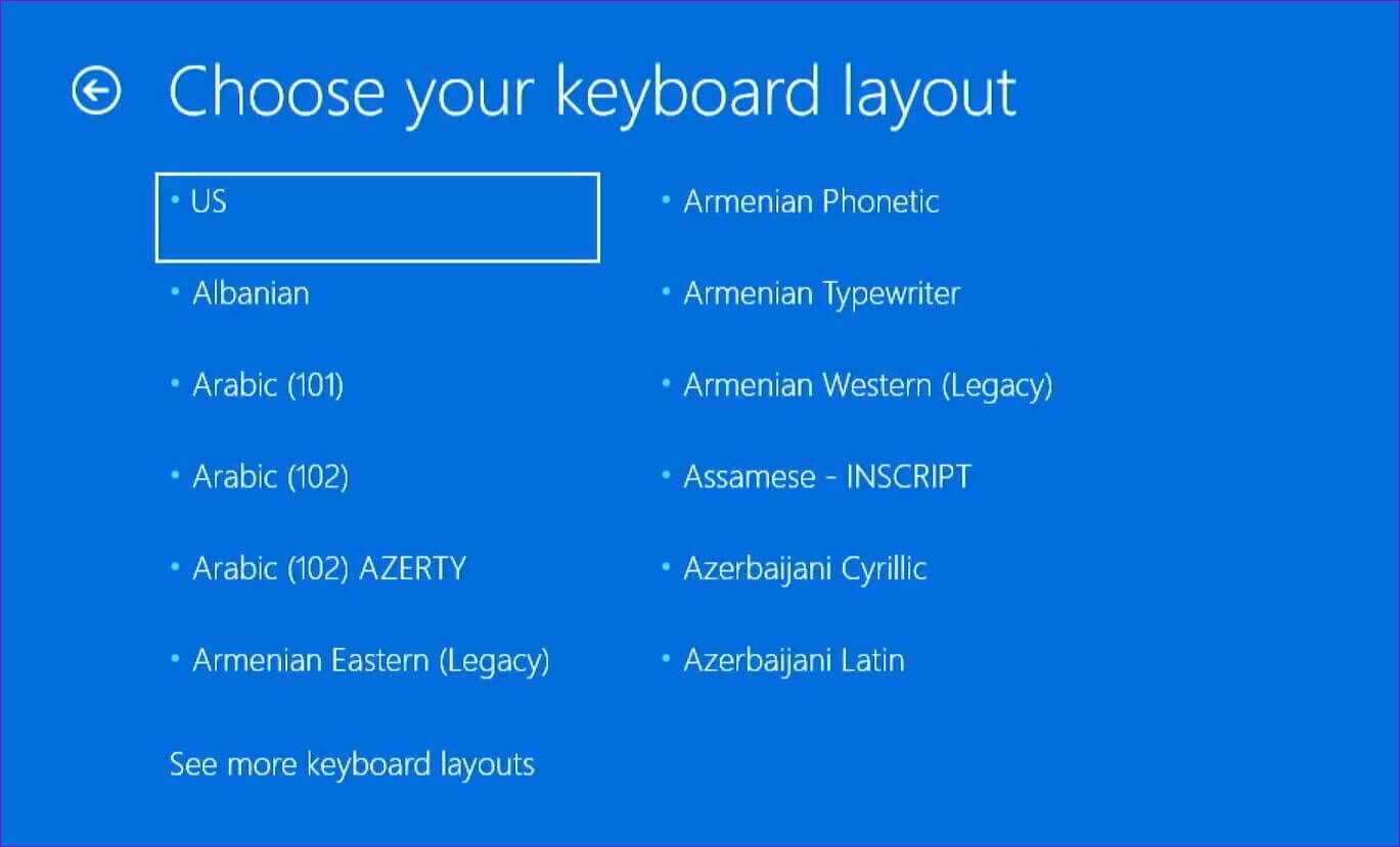 Choose-a-Keyboard-Layout-Screen-1369x829 أفضل 5 طرق للوصول إلى خيارات بدء التشغيل المتقدمة في Windows 11
