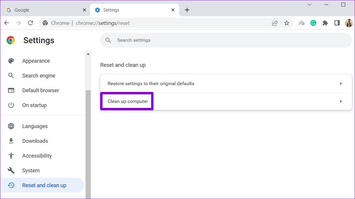 Chrome-Clean-Up-Computer أفضل 6 طرق لاستعادة و إظهار شريط أدوات Google Chrome المفقود