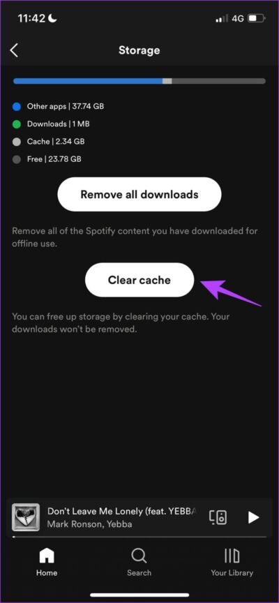 Click-on-Clear-Cache-iOS-889x1920-e1661799899195 لماذا يشغل Spotify مساحة تخزين كبيرة وكيفية إصلاح ذلك