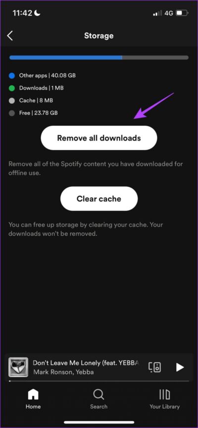 Click-on-Remove-All-Downloads-iOS-1-889x1920-e1661800205898 لماذا يشغل Spotify مساحة تخزين كبيرة وكيفية إصلاح ذلك