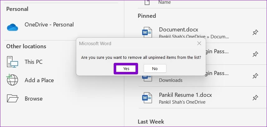 كيفية مسح أو تعطيل قائمة المستندات المستخدمة مؤخرًا في Microsoft Word - %categories