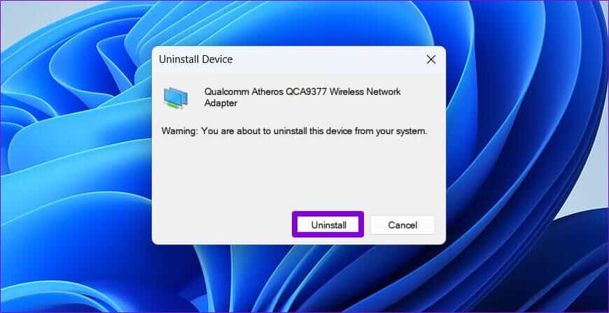 Confirm-Uninstall-Network-Adapter-Driver-870x448 أفضل 6 طرق لإصلاح خطأ لا يمكنها العثور على برنامج تشغيل محول الشبكة على Windows