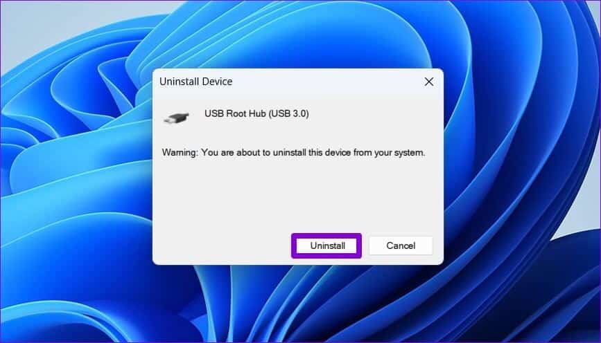 Confirm-Uninstall-USB-Driver-867x496 أفضل 6 طرق لإصلاح أجهزة USB ، الاستمرار في قطع الاتصال وإعادة الاتصال في Windows 11