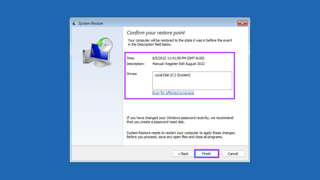 Confirm_Your_Restore_Point دليل كامل لاستخدام استعادة النظام في Windows 11