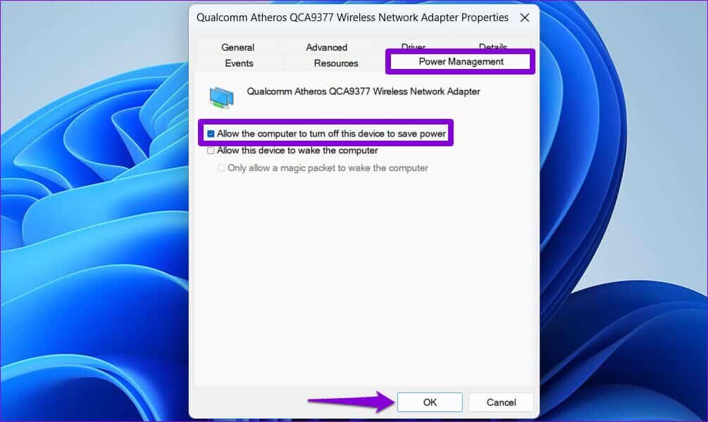Disable-Power-Saving-Option-for-Network-Adapter-Driver-1005x600 أفضل 6 طرق لإصلاح خطأ لا يمكنها العثور على برنامج تشغيل محول الشبكة على Windows