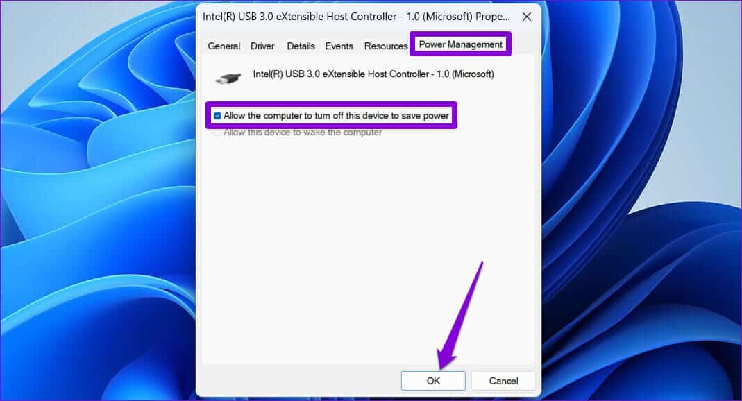 Disable-Power-Saving-for-USB-Port-1069x578 أفضل 6 طرق لإصلاح أجهزة USB ، الاستمرار في قطع الاتصال وإعادة الاتصال في Windows 11