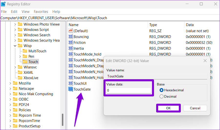 Disable-Touchscreen-via-Registry-Editor أفضل 3 طرق لتعطيل شاشة اللمس في Windows 11