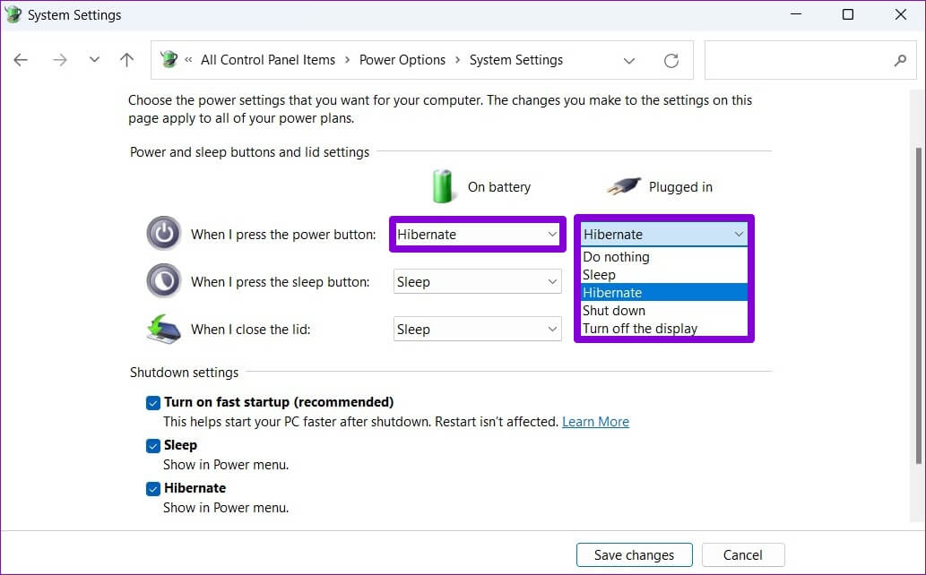 Enter-Hibernation-State-with-Power-Button-1-1033x642 كيفية تمكين واستخدام وضع السبات على Windows 11