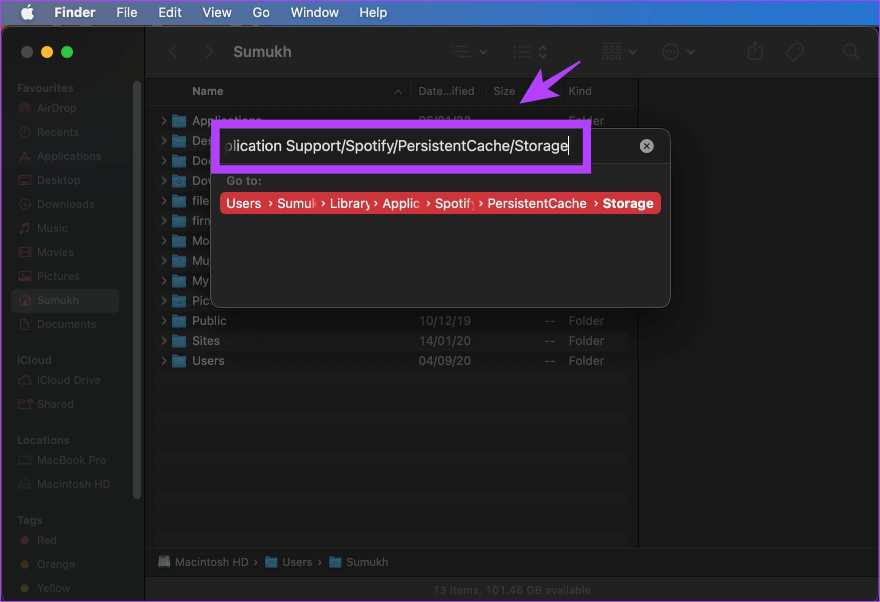 Paste-Path-Mac-1758x1204 لماذا يشغل Spotify مساحة تخزين كبيرة وكيفية إصلاح ذلك