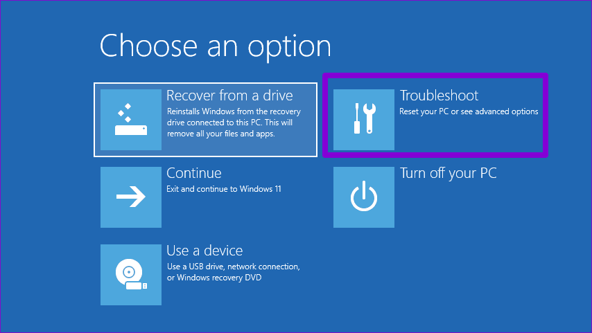 Recover-From-a-Drive أفضل 5 طرق للوصول إلى خيارات بدء التشغيل المتقدمة في Windows 11