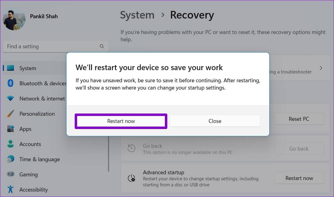 Restart-Windows-to-Access-Advanced-Startup-Options-1100x649 أفضل 5 طرق للوصول إلى خيارات بدء التشغيل المتقدمة في Windows 11