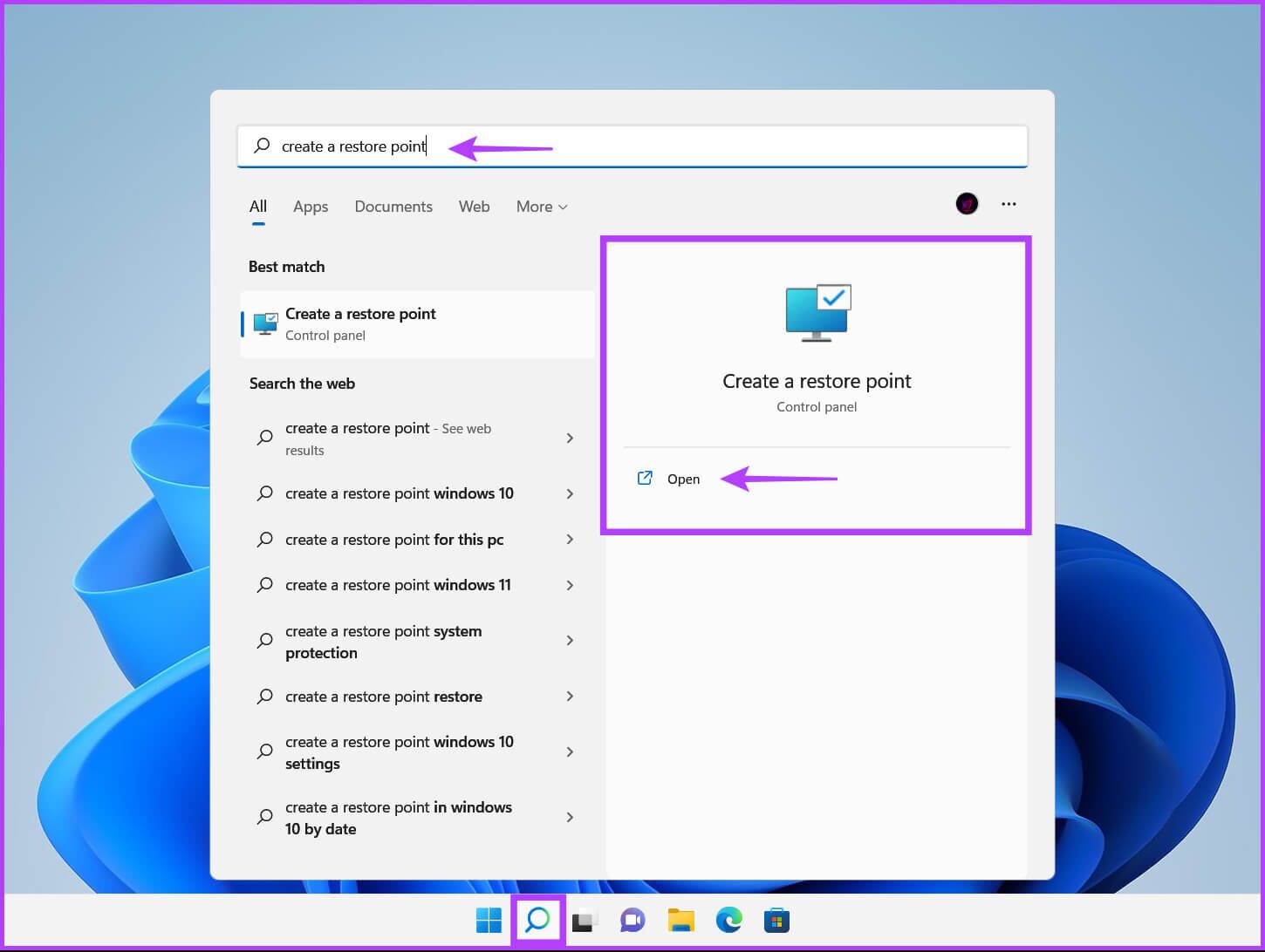Search_For_Create_a_Sysem_Restore_Point-1-1450x1092 دليل كامل لاستخدام استعادة النظام في Windows 11