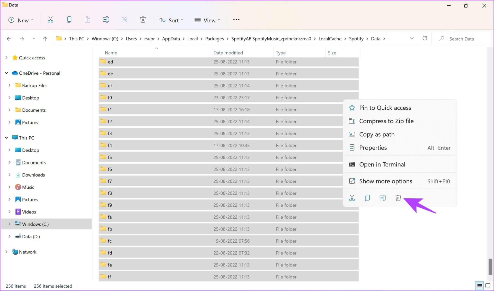 Select-All-Files-and-Delete-1920x1131 لماذا يشغل Spotify مساحة تخزين كبيرة وكيفية إصلاح ذلك