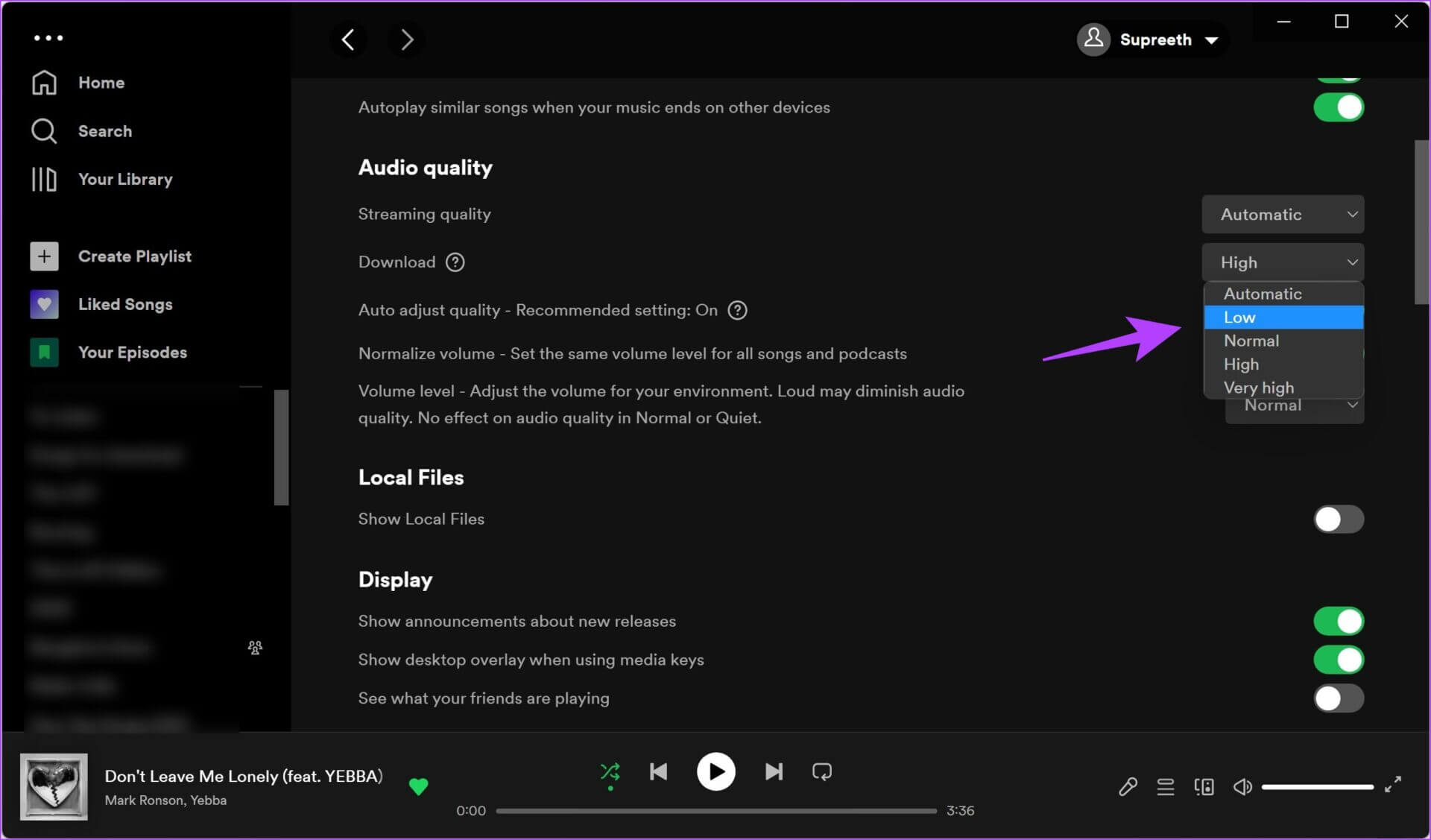 Select-Low-1920x1127 لماذا يشغل Spotify مساحة تخزين كبيرة وكيفية إصلاح ذلك