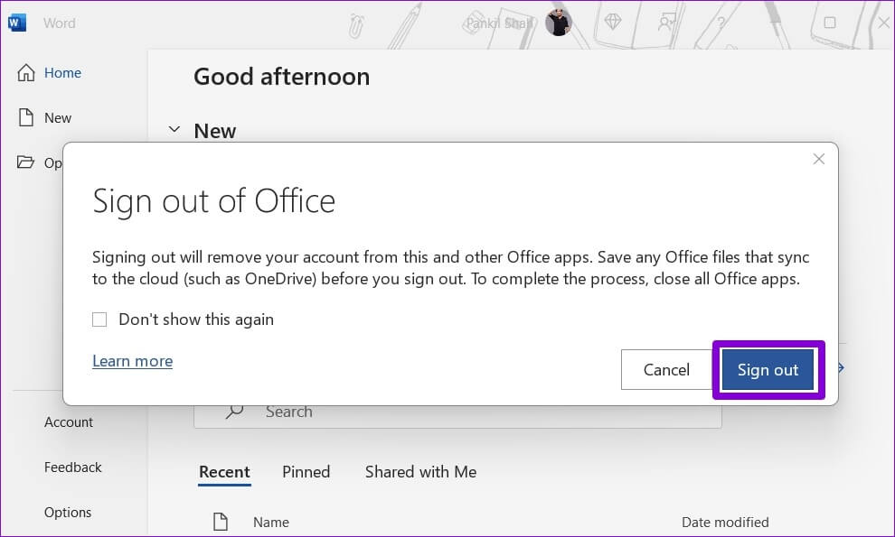 Sign-Out-of-MS-Office-Apps-990x595 أفضل 5 إصلاحات لمشكلة أخطاء التنشيط و"منتج غير مرخص" على Windows 11