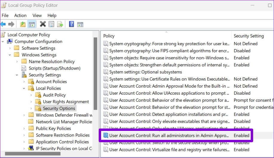 UAC-Policy-919x531 أفضل 3 طرق لتعطيل التحكم في حساب المستخدم على Windows 11