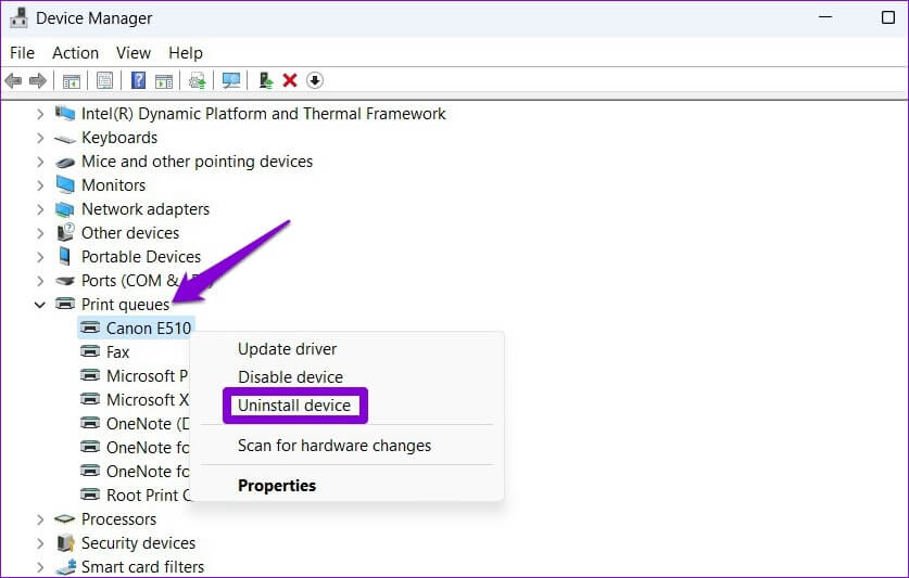 Uninstall-Printer-1-837x533 أهم 6 طرق لإصلاح خطأ برنامج تشغيل الطابعة غير متوفر في Windows 11