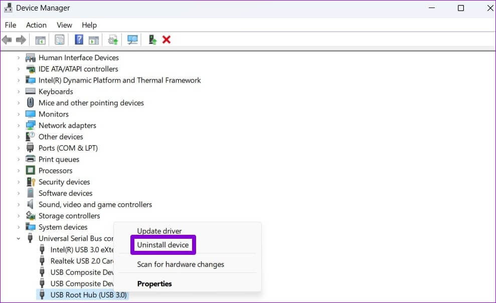 Uninstall-USB-Driver-989x604 أفضل 6 طرق لإصلاح أجهزة USB ، الاستمرار في قطع الاتصال وإعادة الاتصال في Windows 11