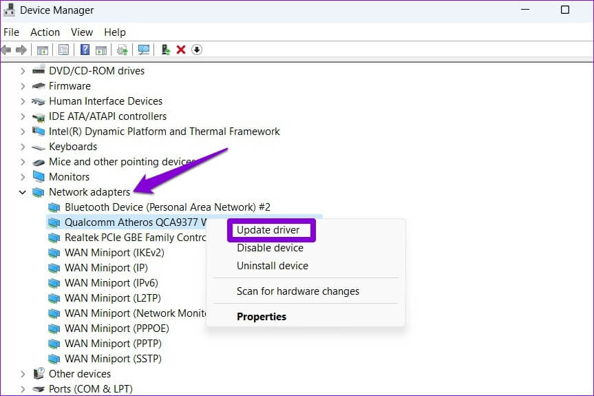 Update-Network-Adapter-Driver-1-863x575 أفضل 6 طرق لإصلاح خطأ لا يمكنها العثور على برنامج تشغيل محول الشبكة على Windows