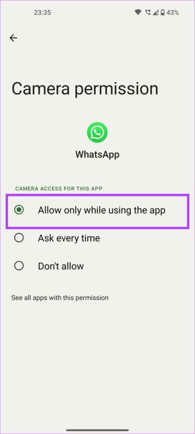 WhatsApp-camera-nw-7-864x1920-e1659550167479 خطأ عدم إمكانية بدء الكاميرا على WhatsApp لنظام Android