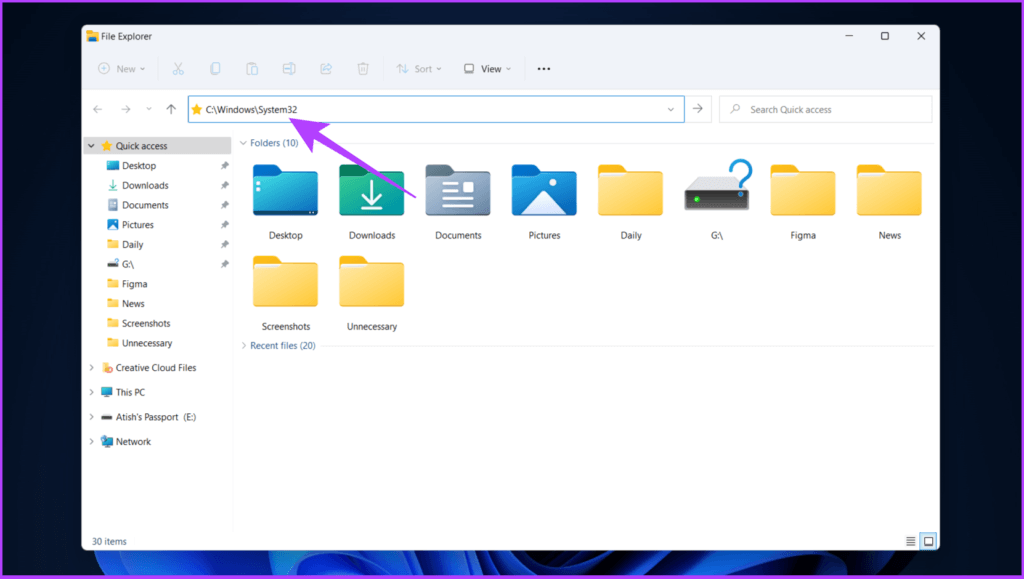 Windows-File-Explorer-path-System32-e1660831152463 7 طرق لفتح موجه الأوامر في Windows 11 و 10 والإصدارات الأقدم