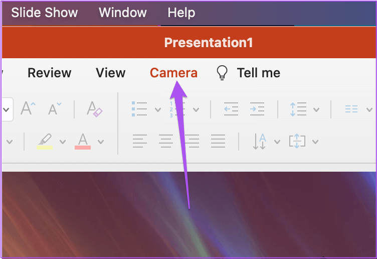 camera-powerpoint-mac كيفية إدراج Live Camera Feed في Microsoft PowerPoint على Mac