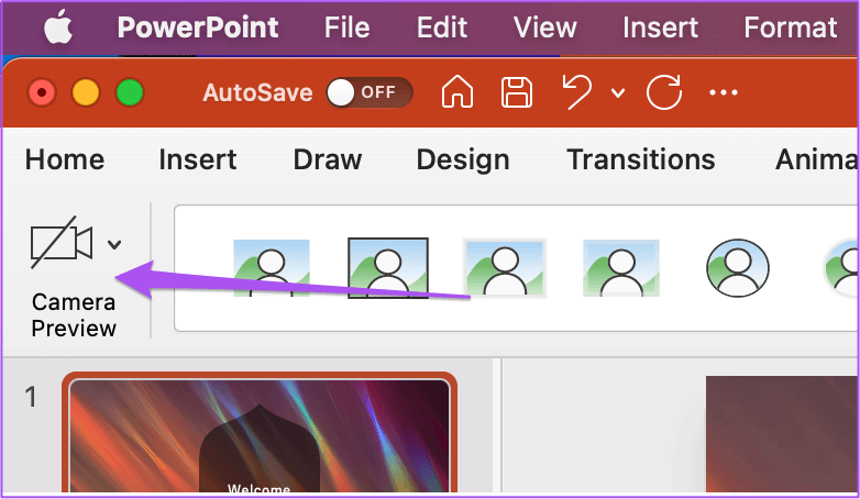 camera-preview-camera-powerpoint-mac كيفية إدراج Live Camera Feed في Microsoft PowerPoint على Mac