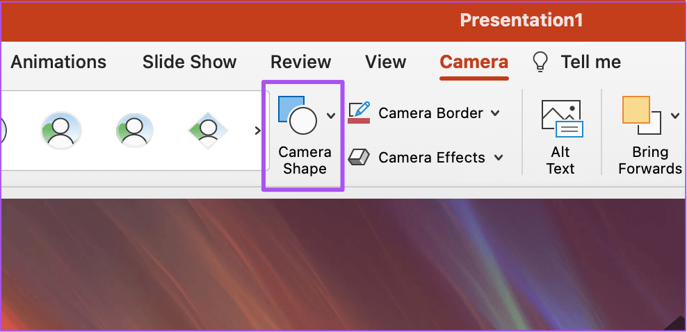 camera-shape-live-feed-powerpoint-mac-1 كيفية إدراج Live Camera Feed في Microsoft PowerPoint على Mac