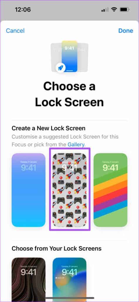 choose-lock-screen-gaming-focus-settings-iphone-474x1024-1-474x1024 كيفية استخدام  وضع تركيز الألعاب على iPhone