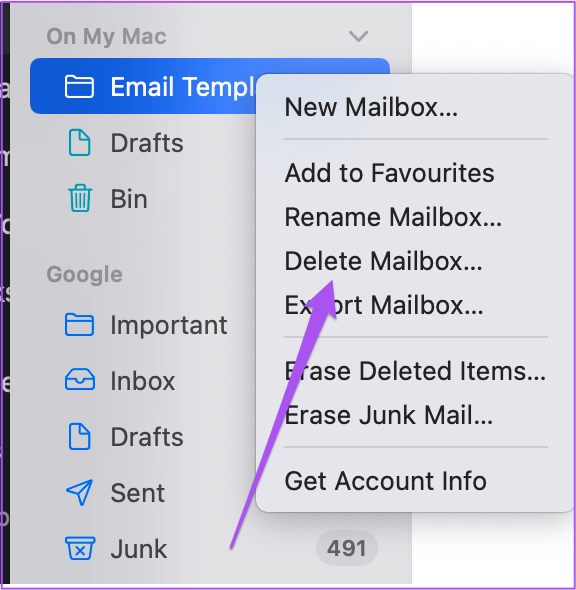 delete-mailbox-mail-app-mac-1 كيفية إنشاء قالب بريد إلكتروني في تطبيق Mail على جهاز Mac
