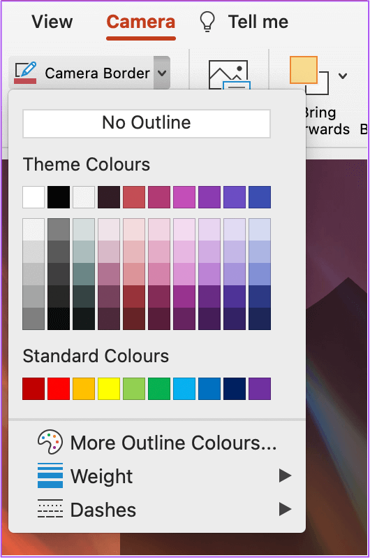 edit-camera-border-powerpoint-mac كيفية إدراج Live Camera Feed في Microsoft PowerPoint على Mac