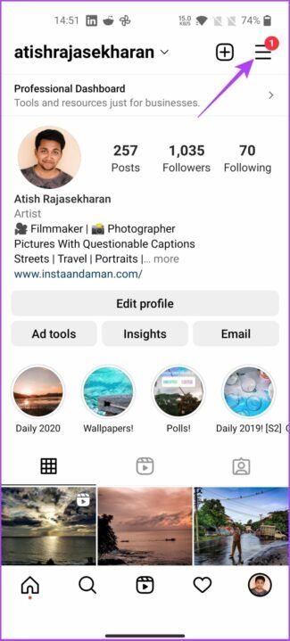 instagram_profile_instagram_app-1-e1660646224560-325x719 كيفية الاطلاع لمعرفة المشاركات التي أعجبتك على Instagram