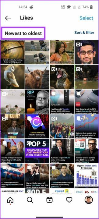 likes_page_profile_instagram-e1660646409278-325x719 كيفية الاطلاع لمعرفة المشاركات التي أعجبتك على Instagram