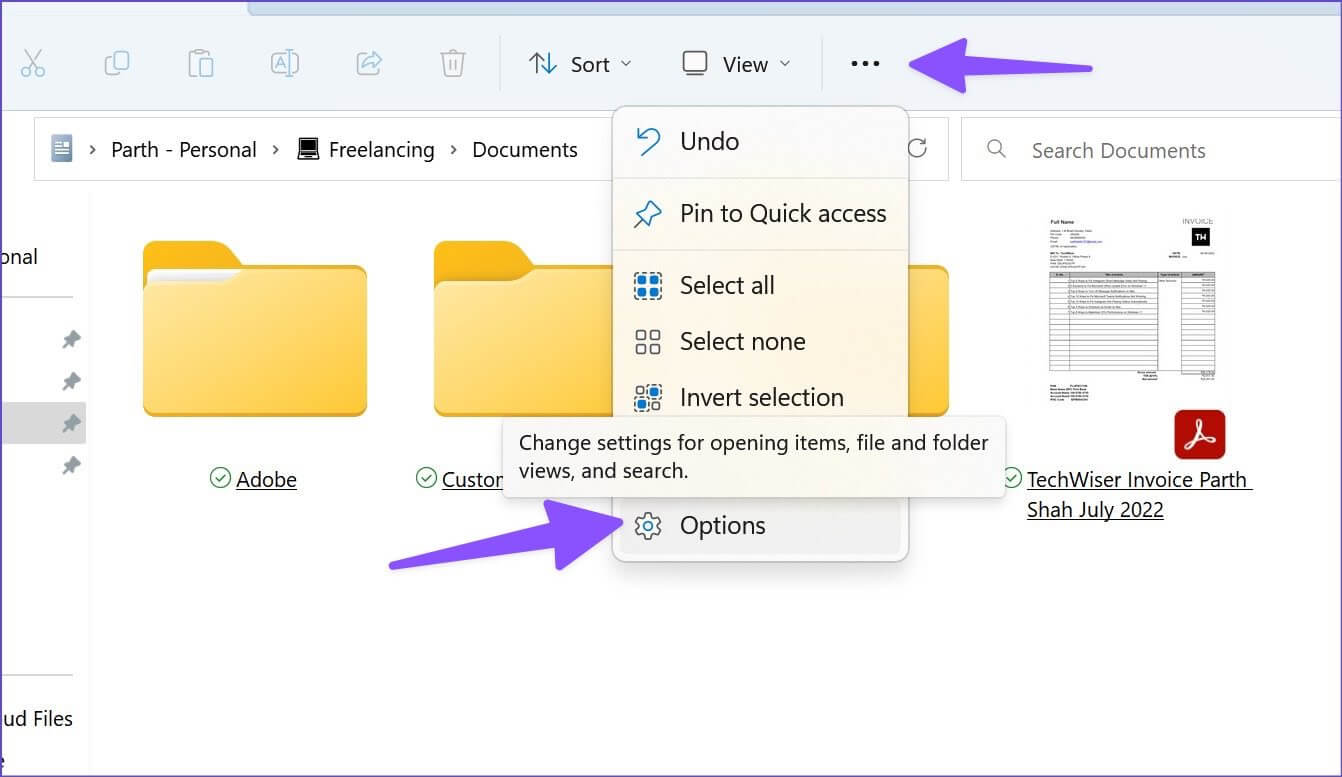 open-file-manager-options-1342x777 أفضل 8 طرق لإصلاح عدم عمل بحث مستكشف الملفات على Windows 11