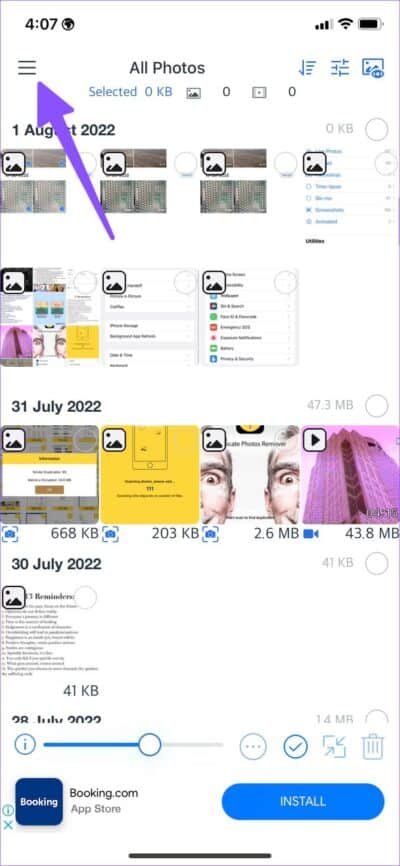 open-photo-cleaner-hamburger-menu-828x1792-e1659376502331 أفضل 3 طرق لحذف الصور المكررة على iPhone
