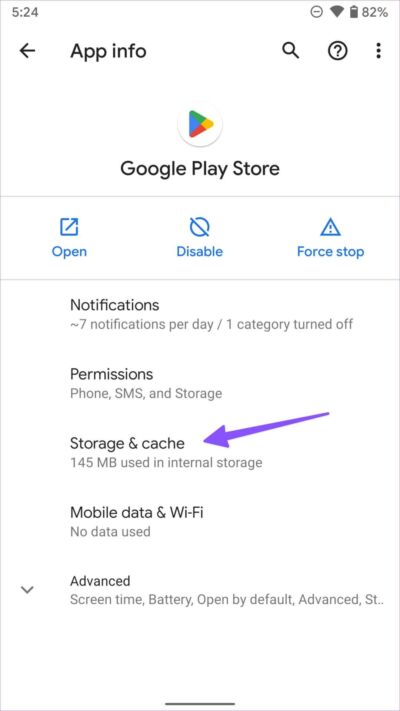 open-play-store-storage-and-cache-1080x1920-e1661541703589 أفضل 5 طرق لإصلاح "جهازك غير متوافق مع هذا الإصدار" على Android