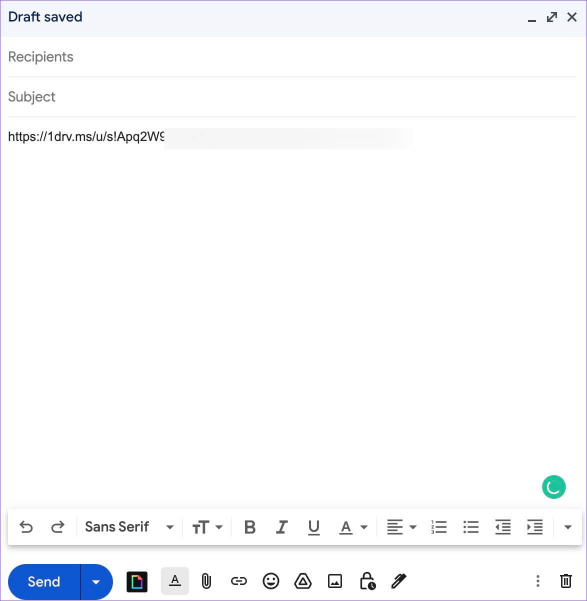 paste-onedrive-link-1174x1202 أفضل 3 طرق لإرسال الملفات الكبيرة باستخدام Gmail