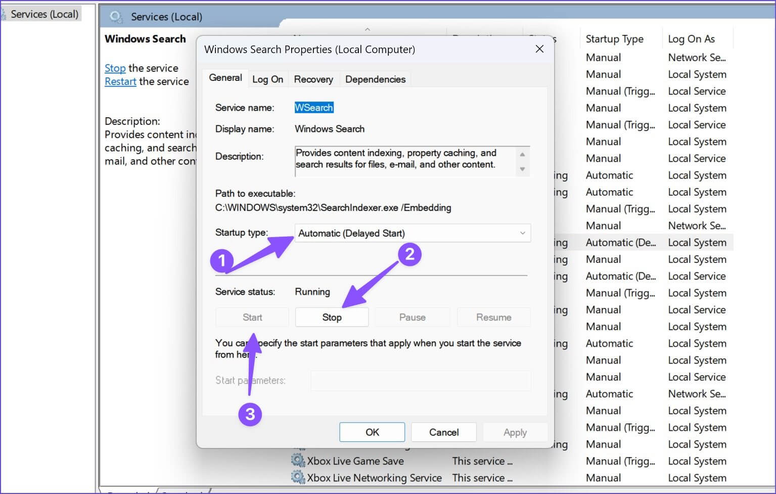restart-windows-search-1-1535x977 أفضل 8 طرق لإصلاح عدم عمل بحث مستكشف الملفات على Windows 11
