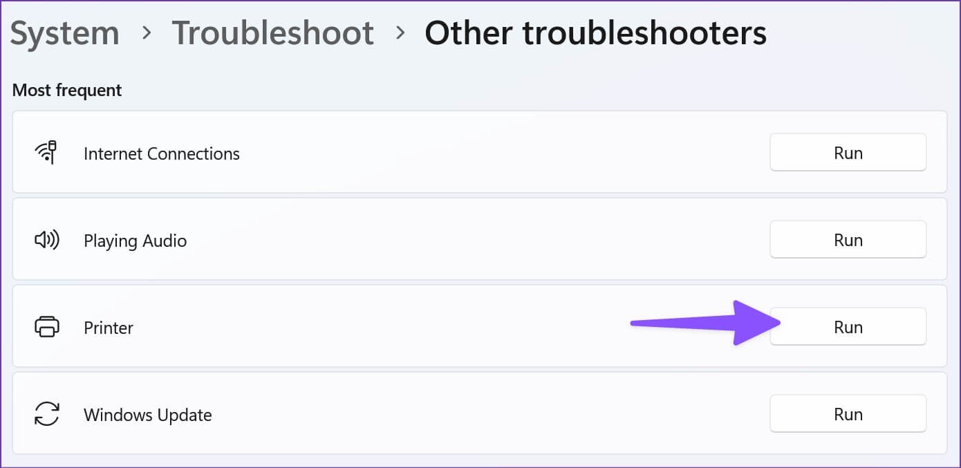run-printer-troubleshooter-2-1390x677 أفضل 8 طرق لإصلاح رسالة خطأ "يتعذر على Windows الاتصال بالطابعة" على Windows 11