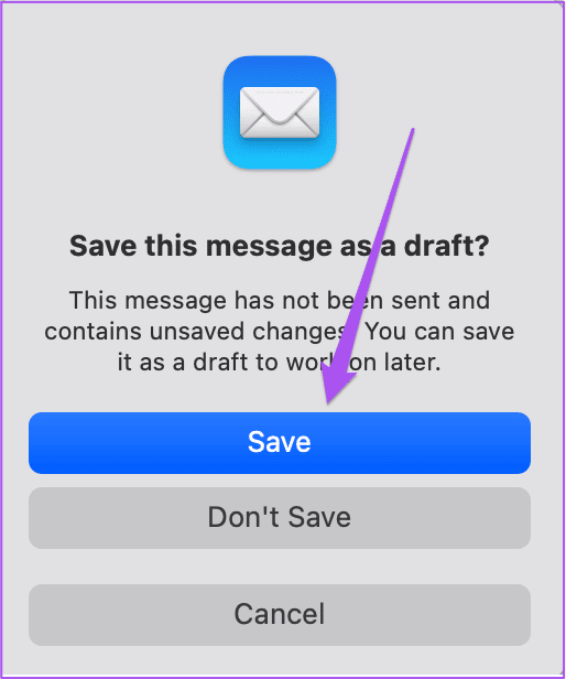 save-message-as-draft-mail-app-mac كيفية إنشاء قالب بريد إلكتروني في تطبيق Mail على جهاز Mac
