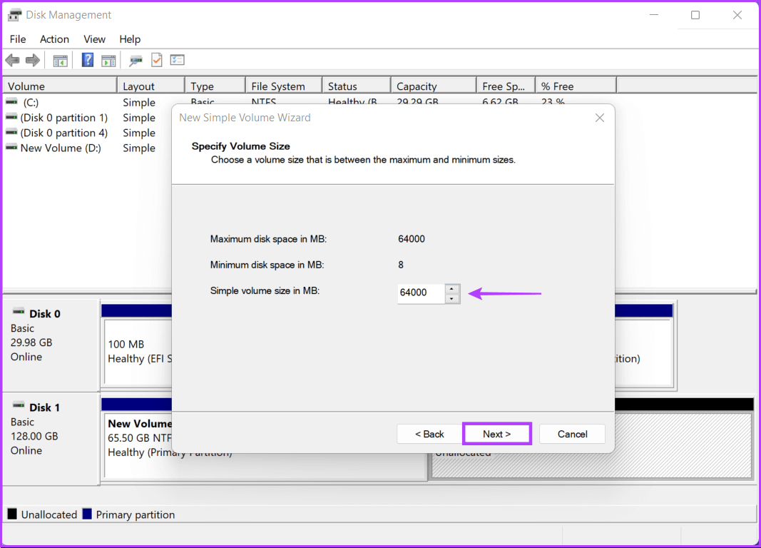 Again-Click-Next كيفية إنشاء وتعديل أقسام القرص الصلب على Windows 11
