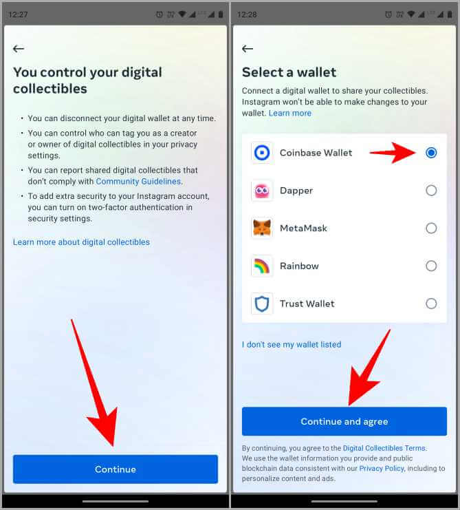 Agreeing-and-linking-wallet-669x741 كيفية إعداد المقتنيات الرقمية على Instagram