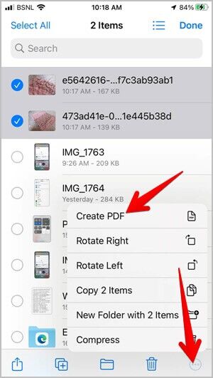 Apple Files Create PDF 300x531 - كيفية دمج صور متعددة في ملف PDF واحد على iPhone