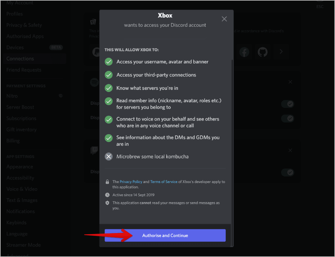 Autherise-and-Continue كيفية الاتصال واستخدام Discord مع Xbox